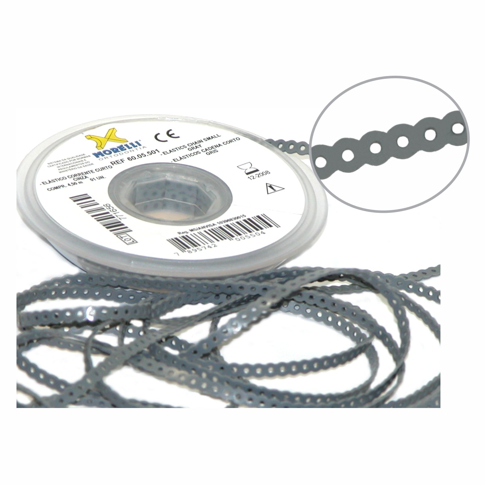 Elástico Corrente Curto - Cinza 4,5m - Morelli