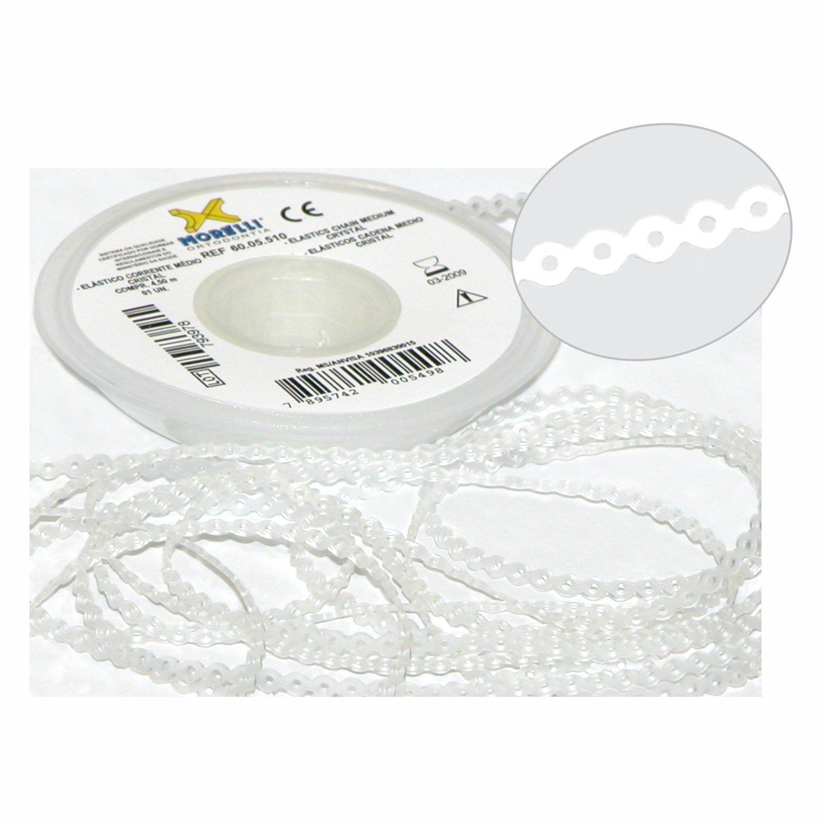 Elástico Corrente Médio - Cristal 4,5m - Morelli