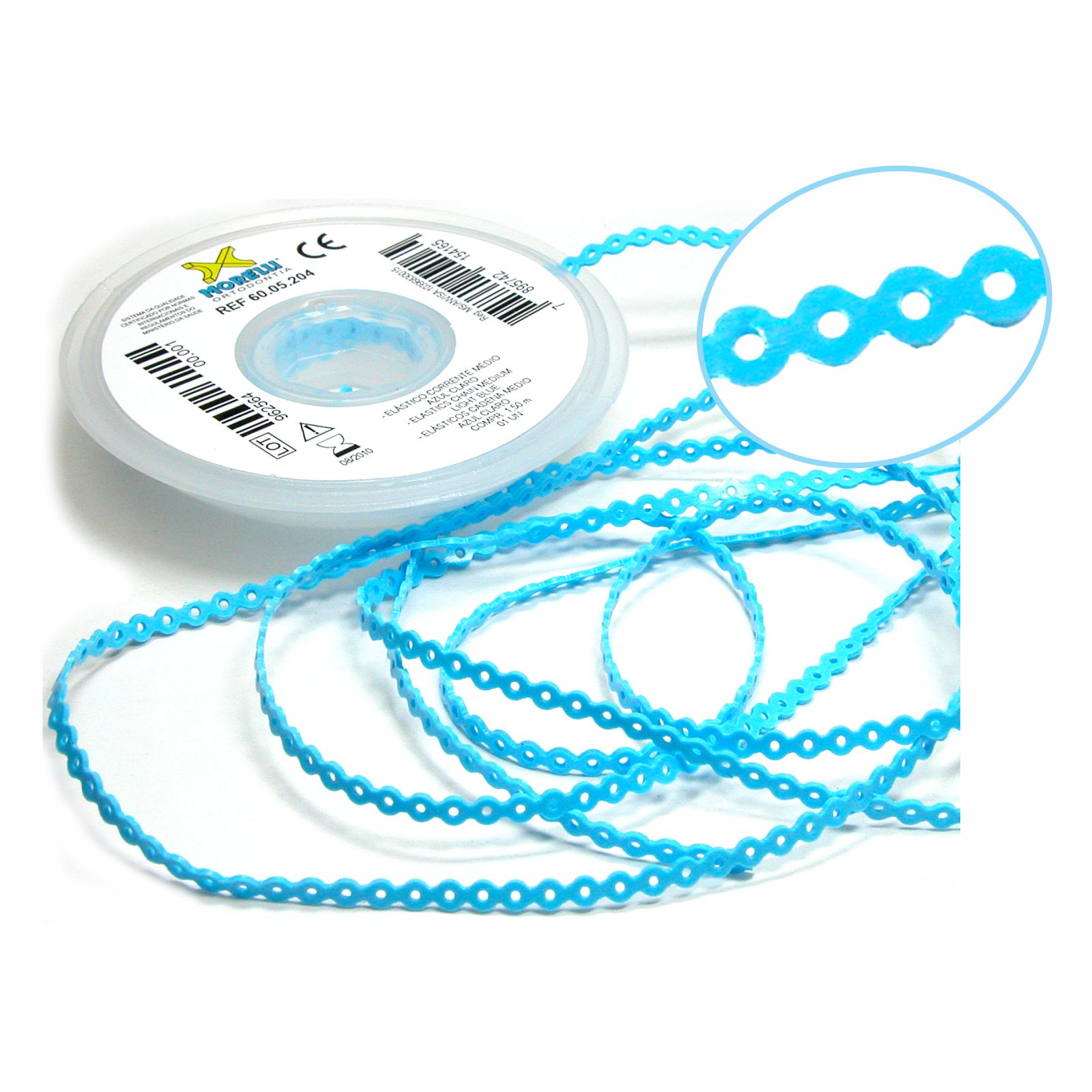 Elástico Corrente Médio - Azul Bebê 1,5m - Morelli