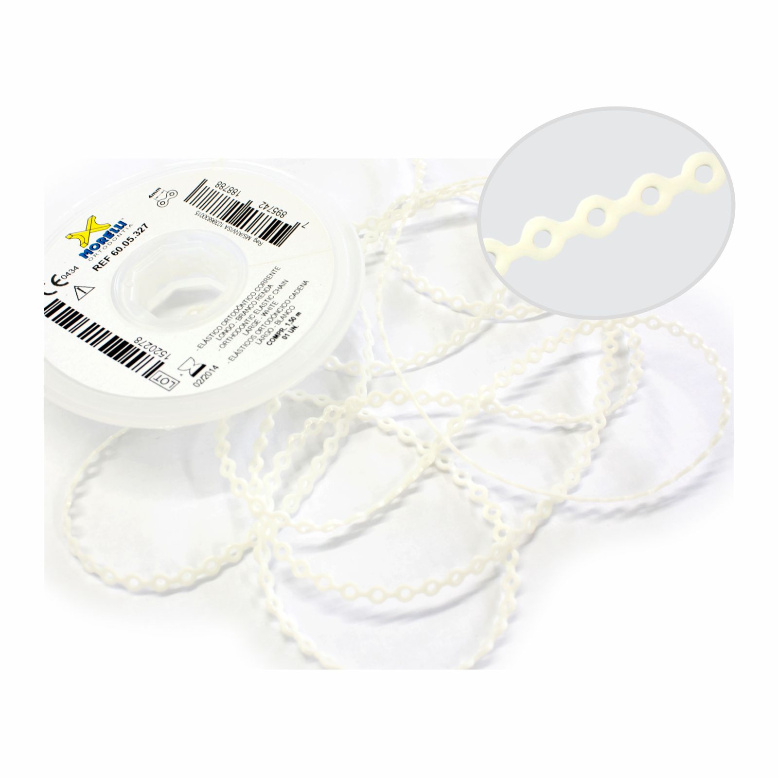 Elástico Corrente Longo - Branco Renda 1,5m - Morelli