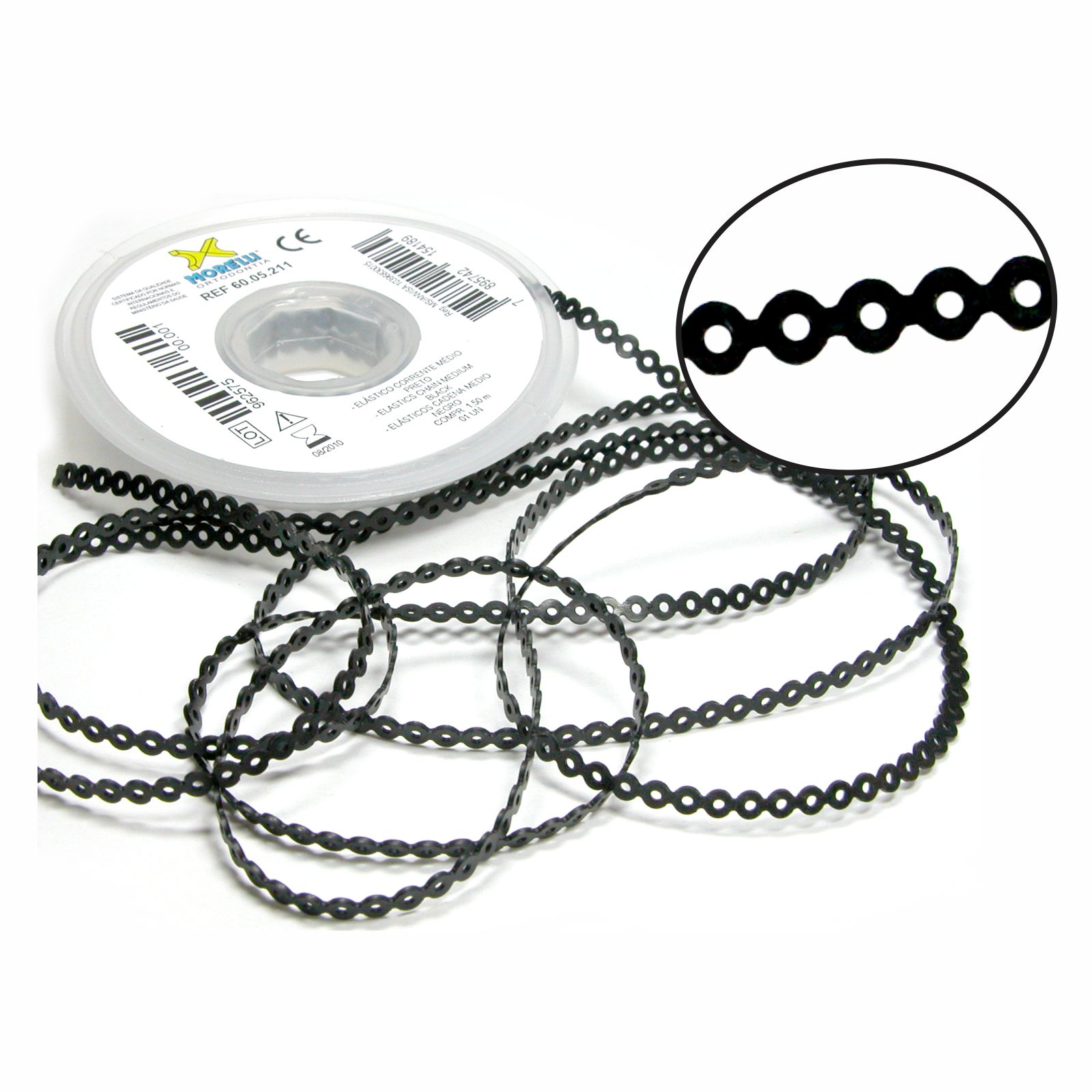 Elástico Corrente Médio - Preto 1,5m - Morelli