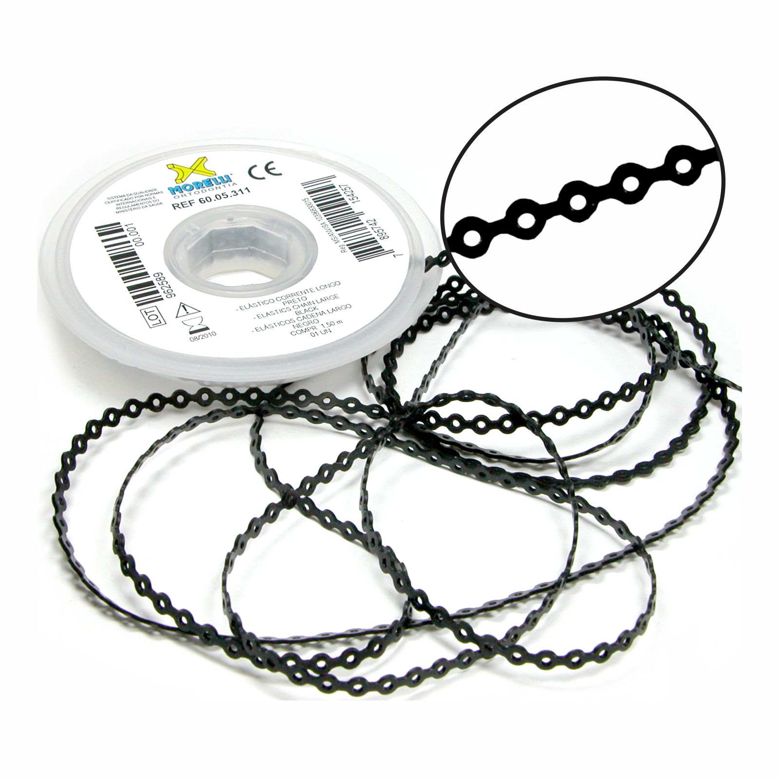 Elástico Corrente Longo - Preto 1,5m - Morelli