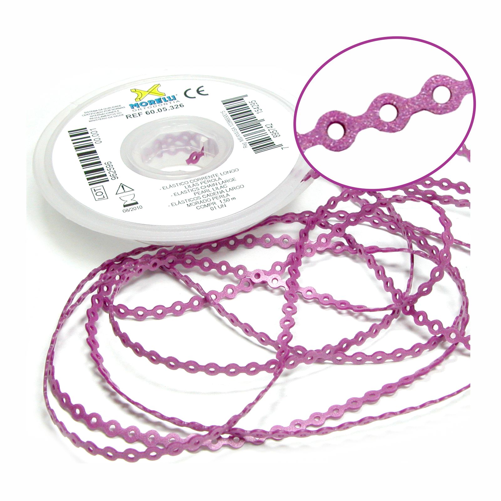 Elástico Corrente Longo - Rosa Pérola 1,5m - Morelli