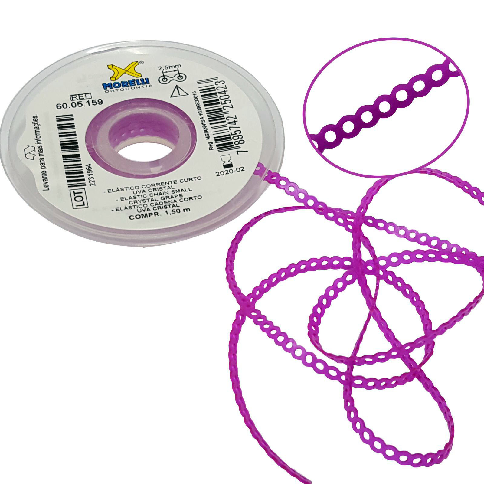 Elástico Corrente Curto - Uva Cristal 1,5m - Morelli