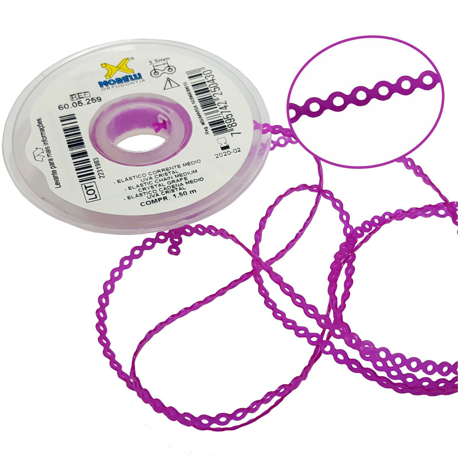 Elástico Corrente Médio - Uva Cristal 1,5m - Morelli