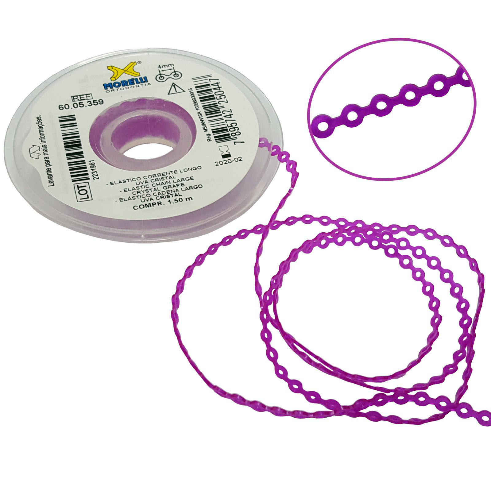 Elástico Corrente Longo - Uva Cristal 1,5m - Morelli