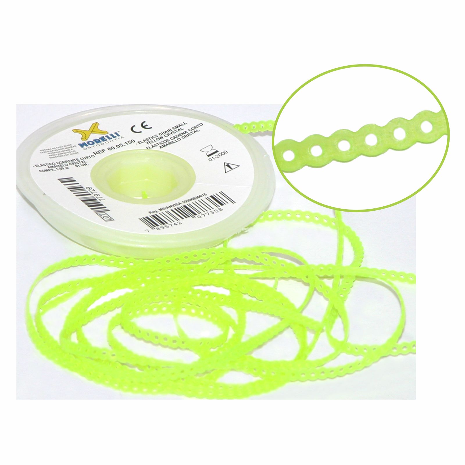 Elástico Corrente Curto - Verde Limão Cristal 1,5m - Morelli