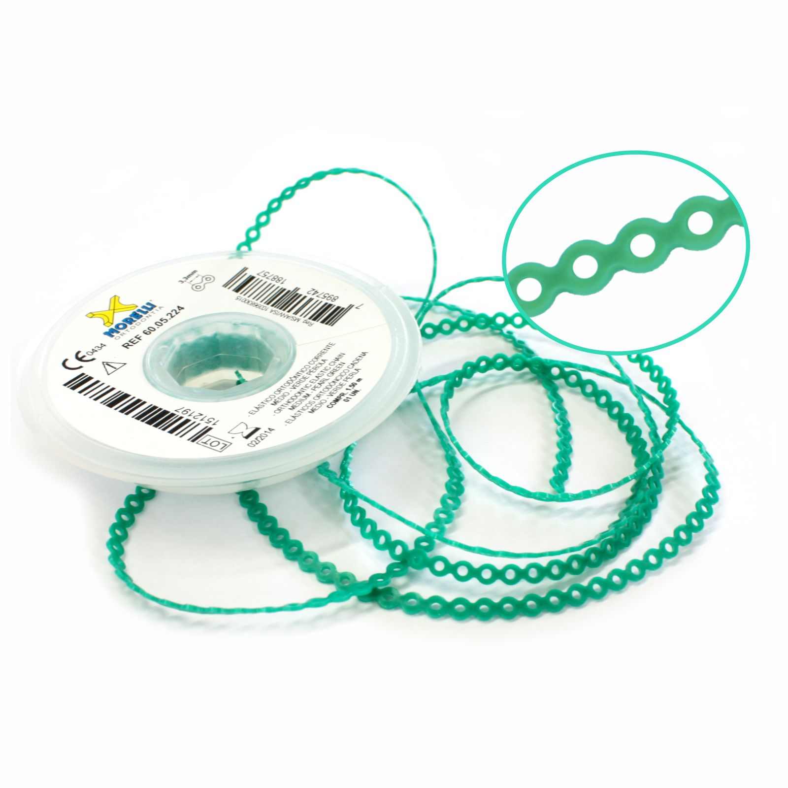 Elástico Corrente Médio - Verde Pérola 1,5m - Morelli