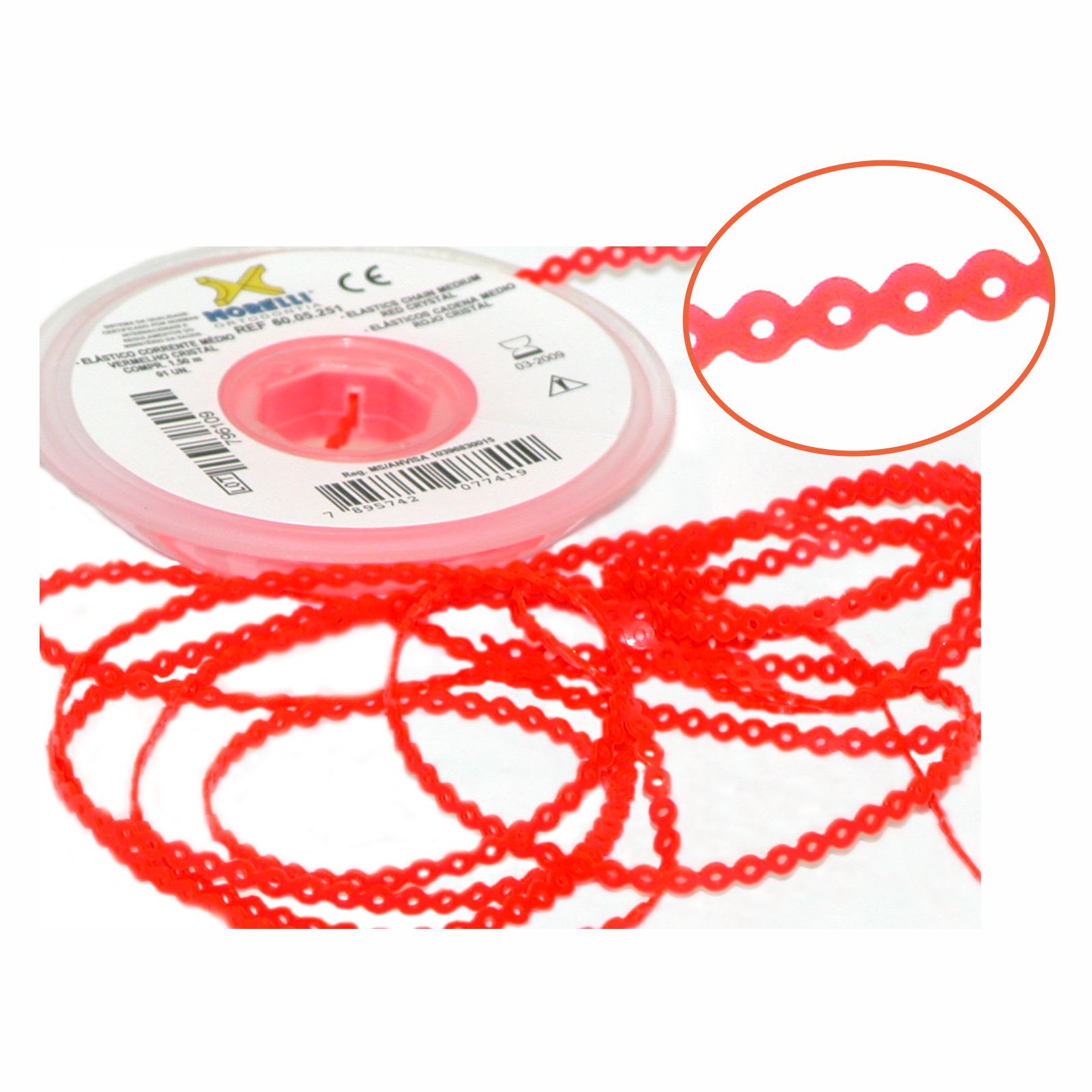 Elástico Corrente Médio - Vermelho Cristal 1,5m - Morelli