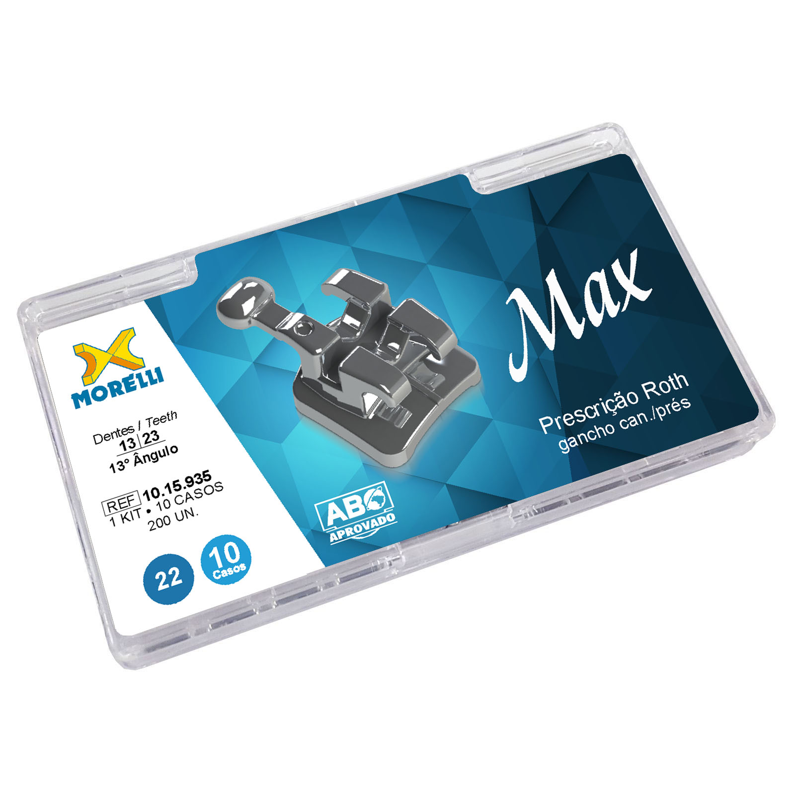 Kit Bráquete Max Roth .022 Com Gancho nos Caninos (13º) e Pré-molares - 10 Casos