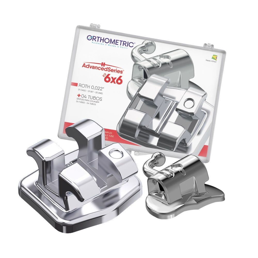 Kit Bráquete Advanced Series Roth .022 + Tubos Simples para Colagem - 1 Caso + Tubos - Orthometric