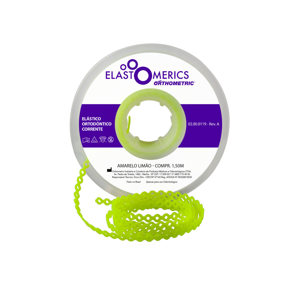 Elástico Corrente Curto - Amarelo Limão 1,5m - Orthometric
