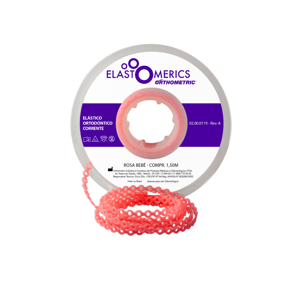 Elástico Corrente Curto - Rosa Cristal 1,5m - Orthometric