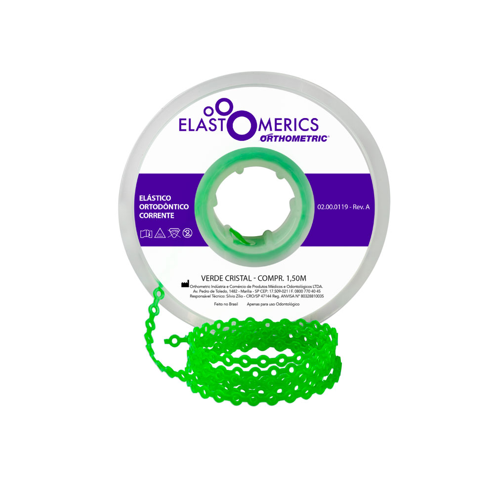 Elástico Corrente Médio - Verde Cristal 1,5m - Orthometric