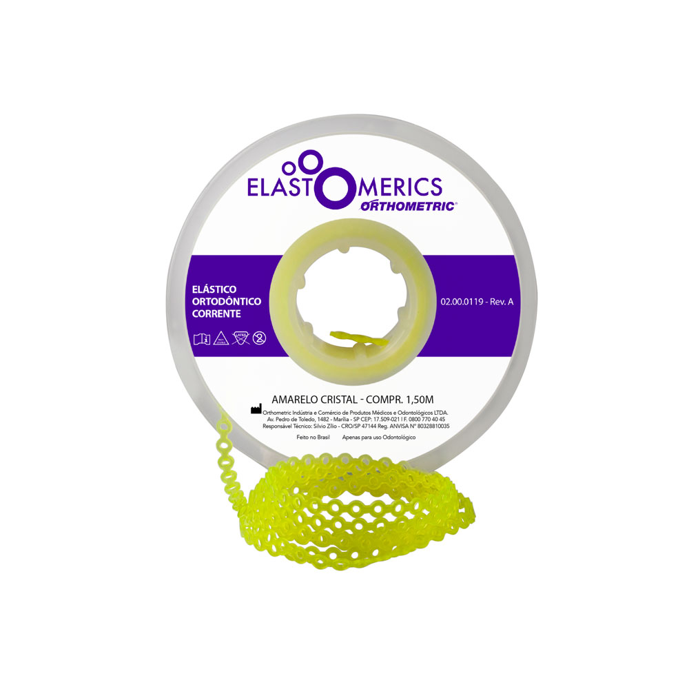 Elástico Corrente Médio - Amarelo Cristal 1,5m - Orthometric