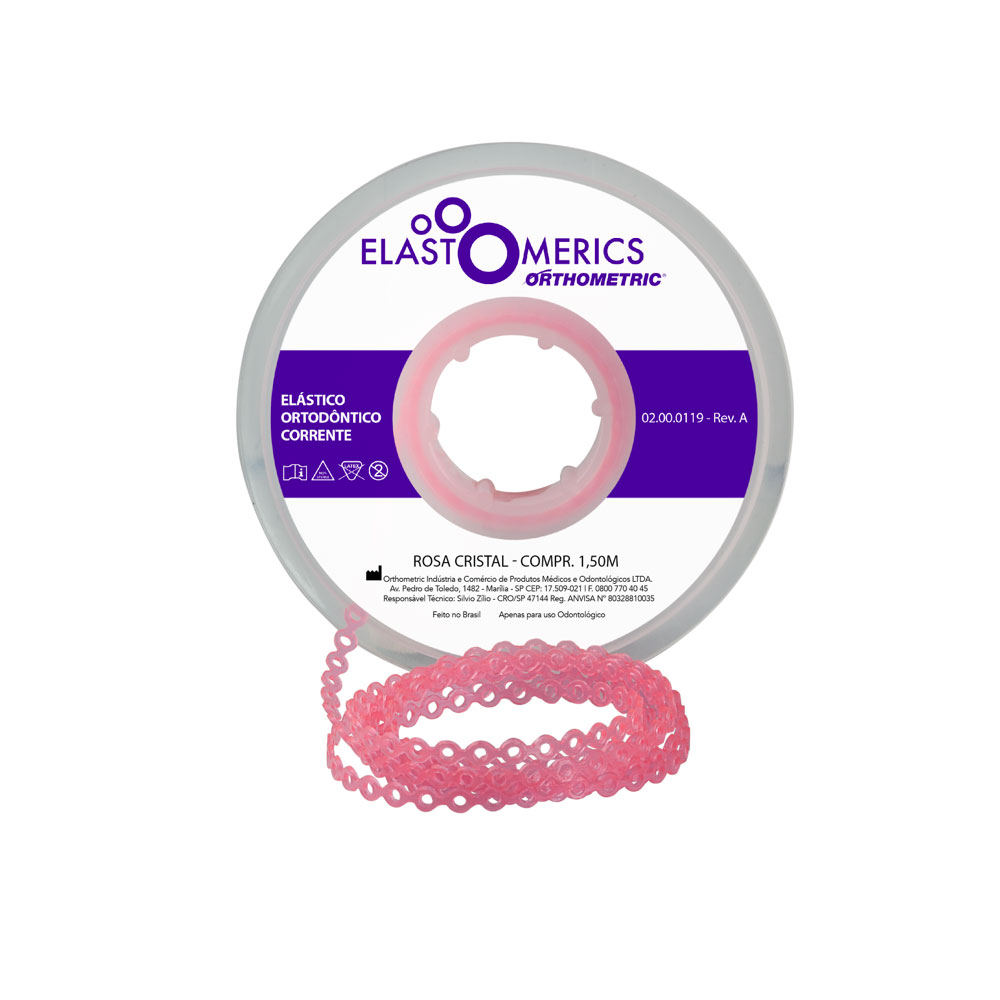 Elástico Corrente Médio - Rosa Bebê 1,5m - Orthometric