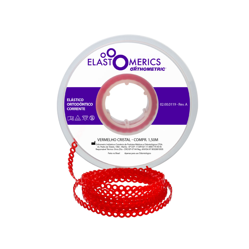 Elástico Corrente Médio - Vermelho Cristal 1,5m - Orthometric