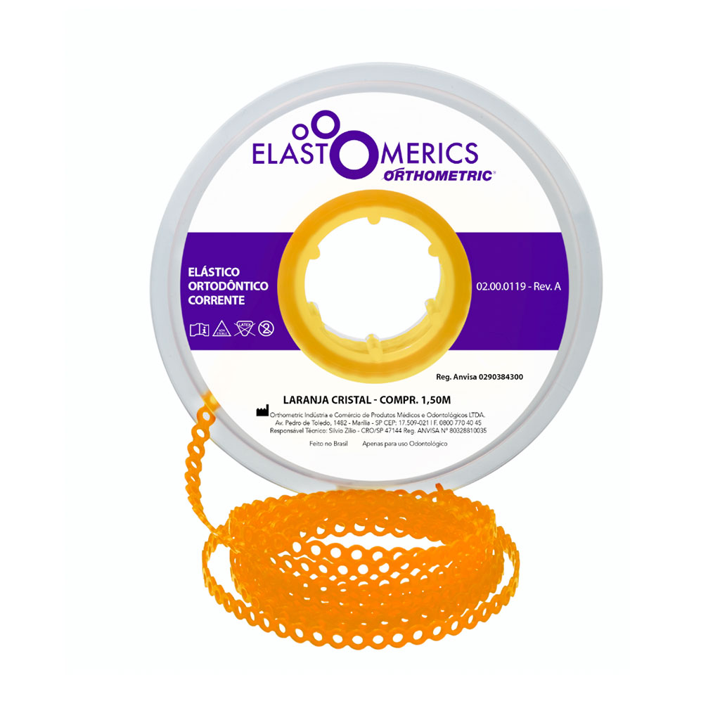 Elástico Corrente Médio - Laranja Cristal 1,5m - Orthometric