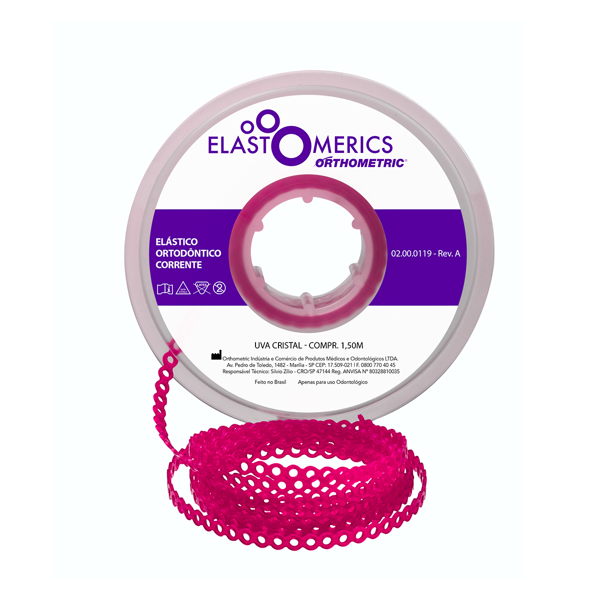 Elástico Corrente Médio - Uva Cristal 1,5m - Orthometric