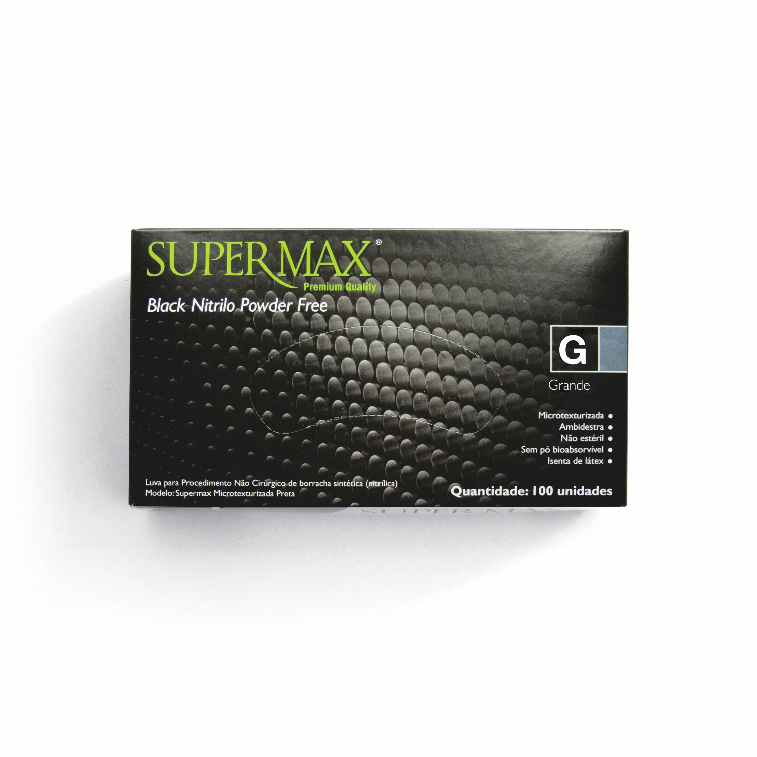Luva Supermax Powder Free Nitrilo Black - Tam G