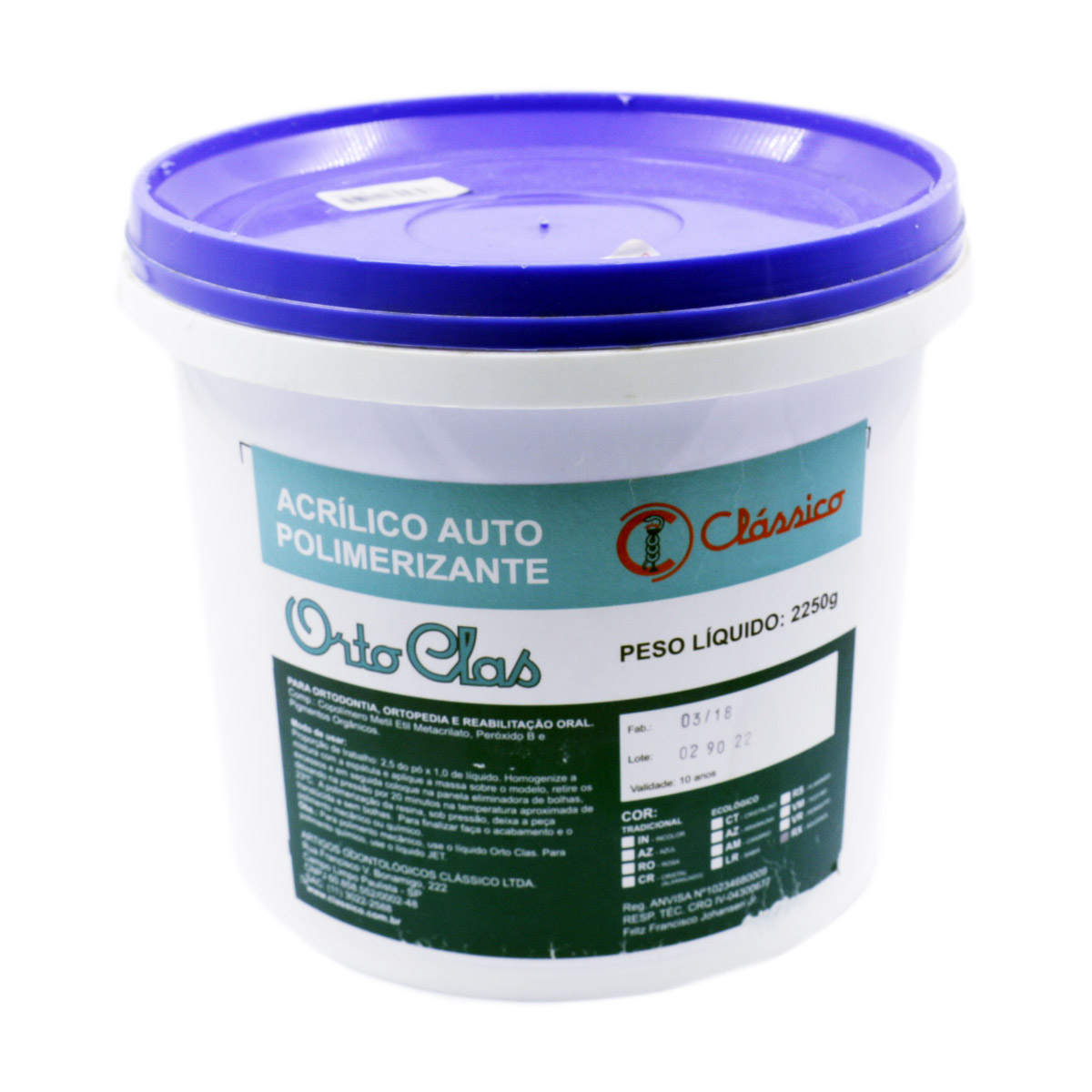 Acrílico Orto Clas Autopolimerizavel Pó 2250g - Clássico