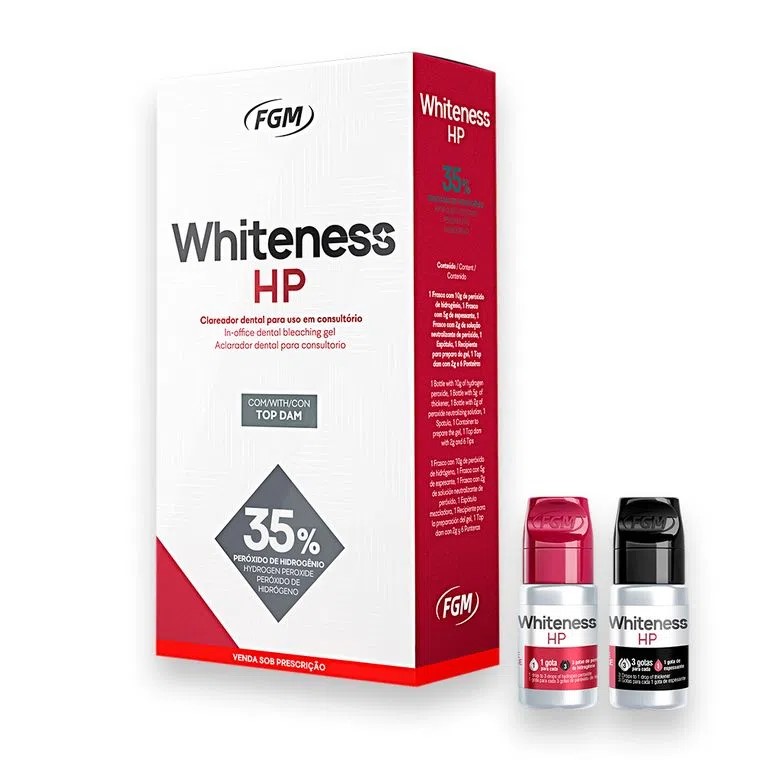 Clareador Dental de Consultório Whiteness HP - Kit para 18 aplicações com Top Dam